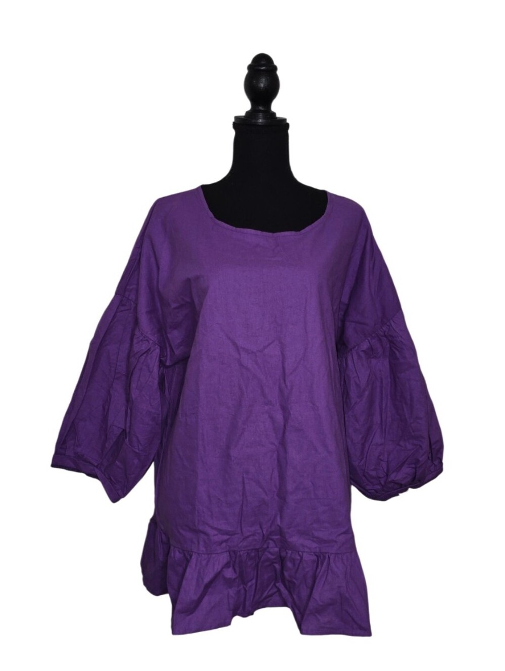 #T017  Purple Peasant Tunic Top - Women